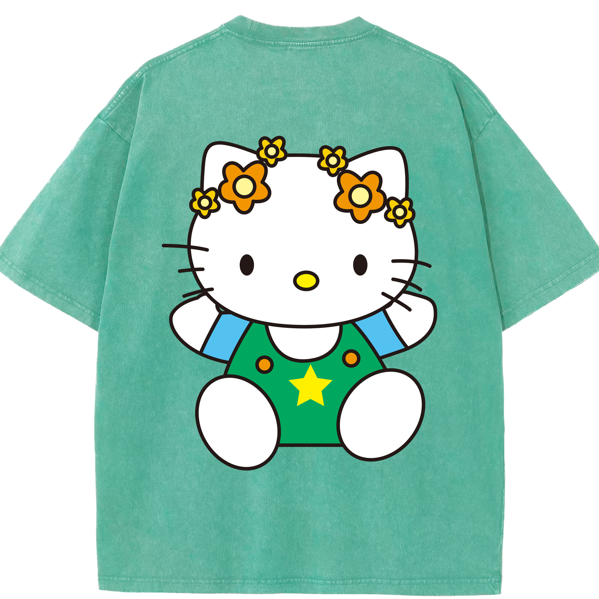 （画像用） Hello Kitty ハローキティ 綿100% ヴィンテージ風 半袖Tシャツ（背面プリント）